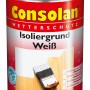 Dose Consolan Isoliergrund Weiß seidenmatt 2,5 l mit Pinsel. Holzgrundierung für Innen & Außen.