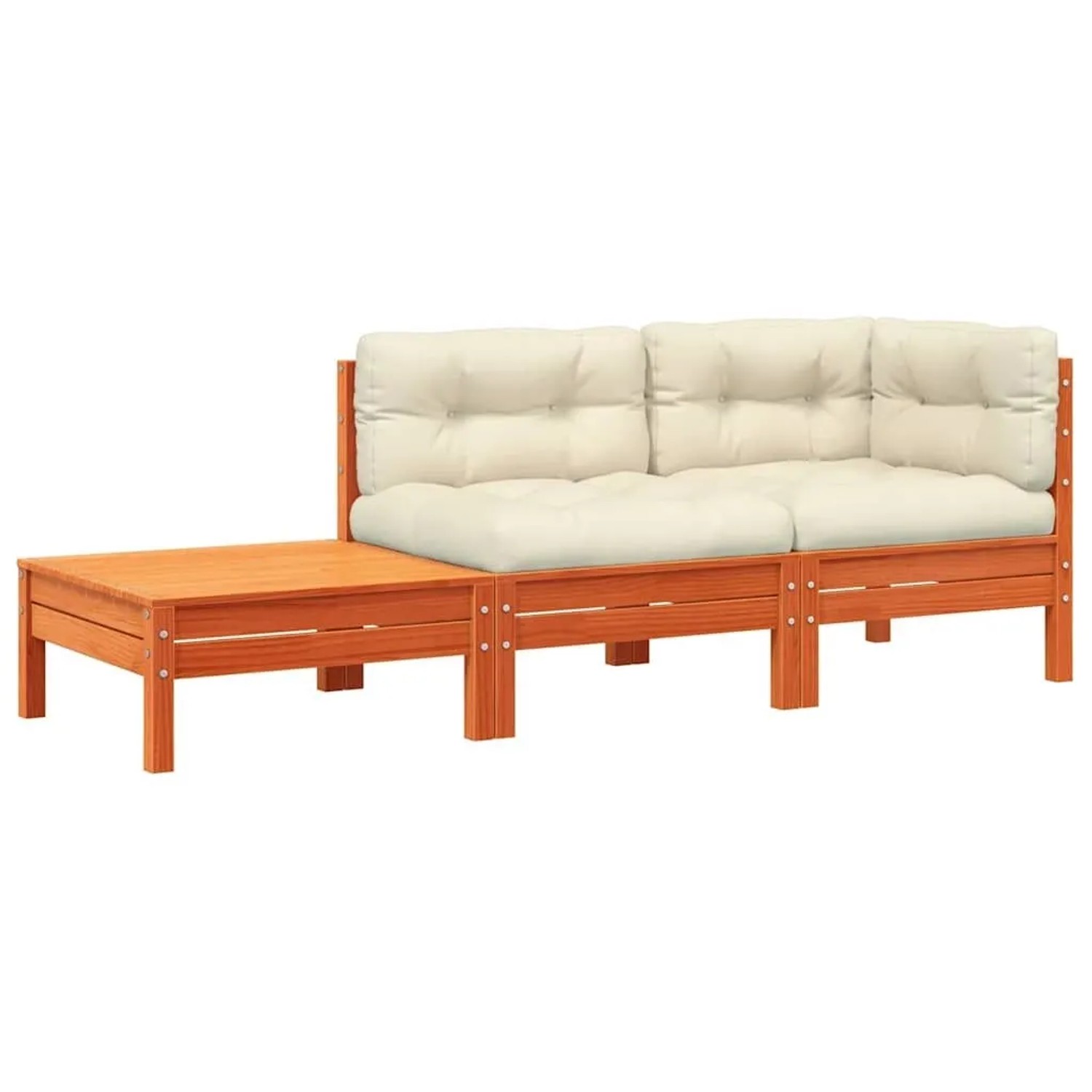 vidaXL Gartensofa mit Kissen und Fußhocker Massivholz Kiefer 838186