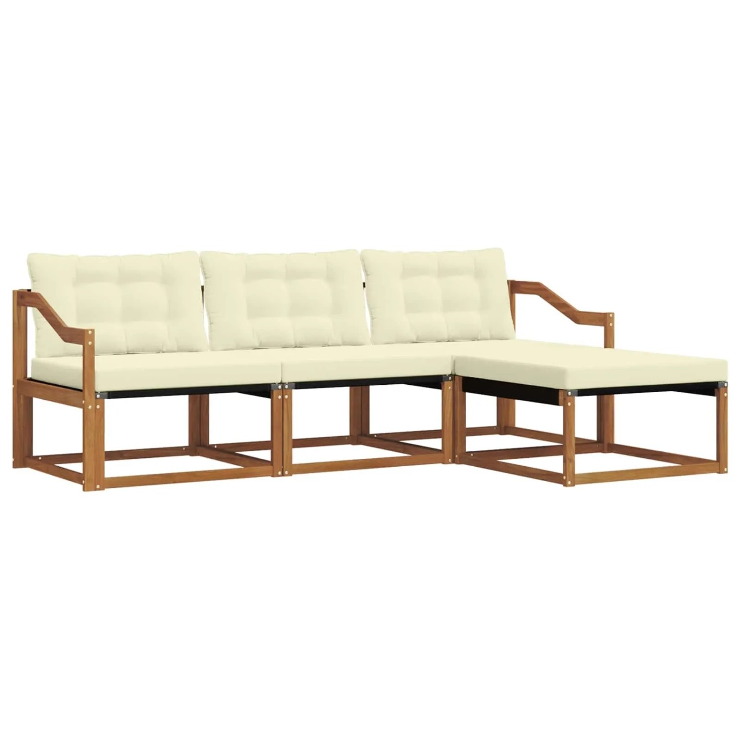 vidaXL Outdoor-Sofagarnitur mit Kissen 4-Tlg Natur und Creme 3369345