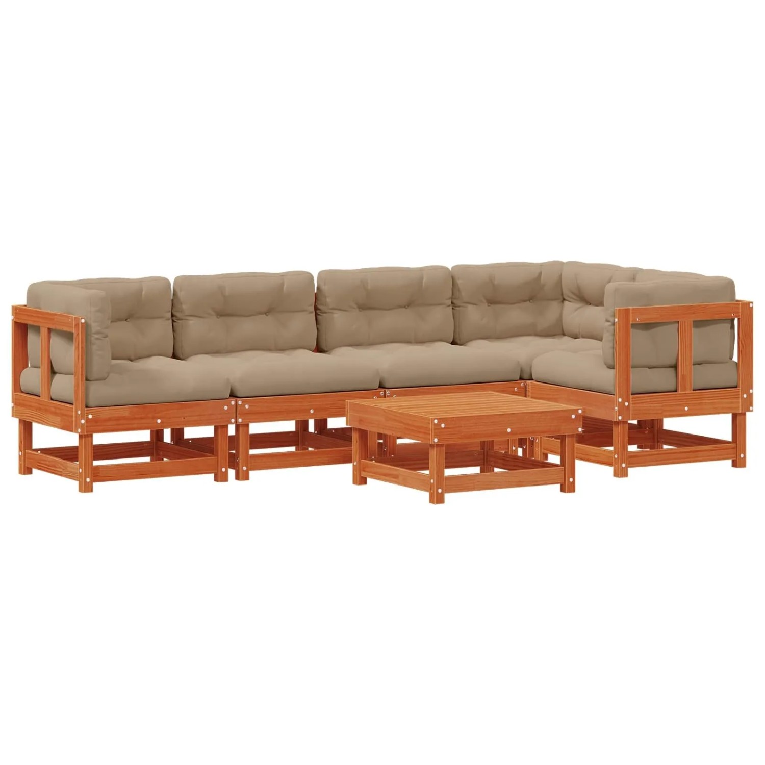 vidaXL Garten-Lounge-Set 6-Tlg Wachsbraun Massives Kiefernholz 3418062