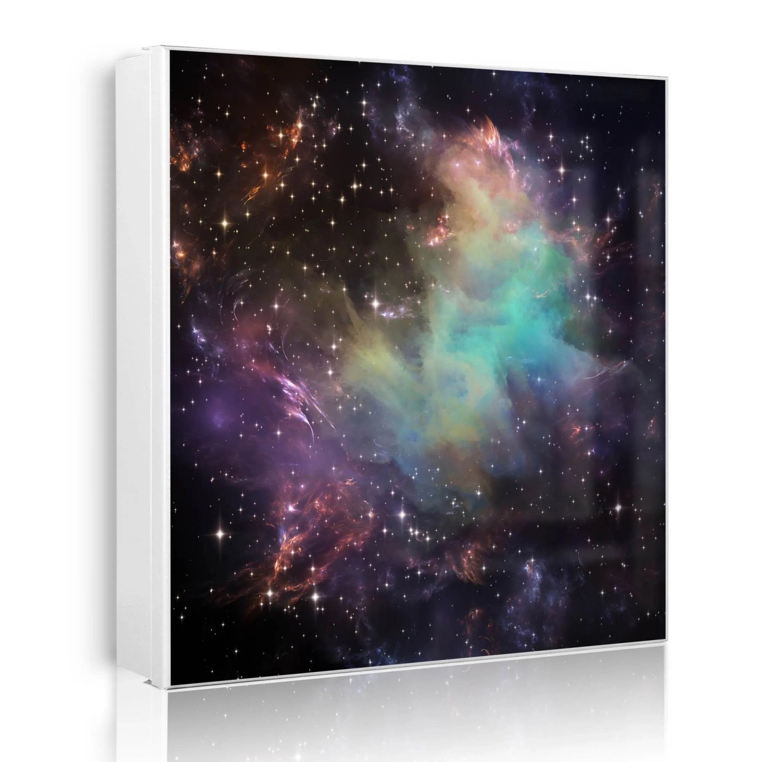 Banjado Großer Schlüsselkasten Metall 30x30cm Weiß Scharnier Links 50 Haken Beschreibbar Magnetisch Motiv Im Weltall 2