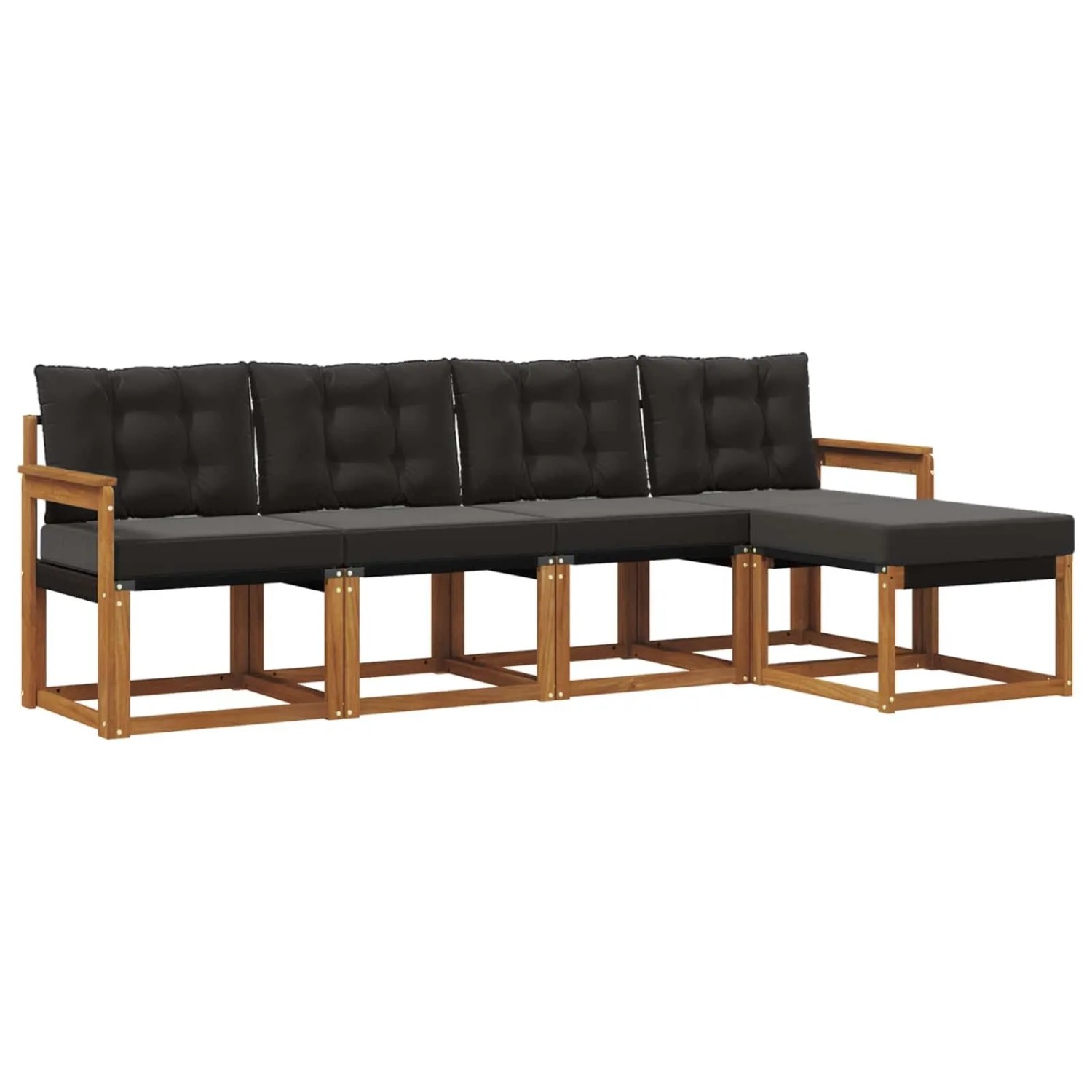 vidaXL Outdoor-Sofagarnitur mit Kissen 5-Tlg Natur und Schwarz 3368563