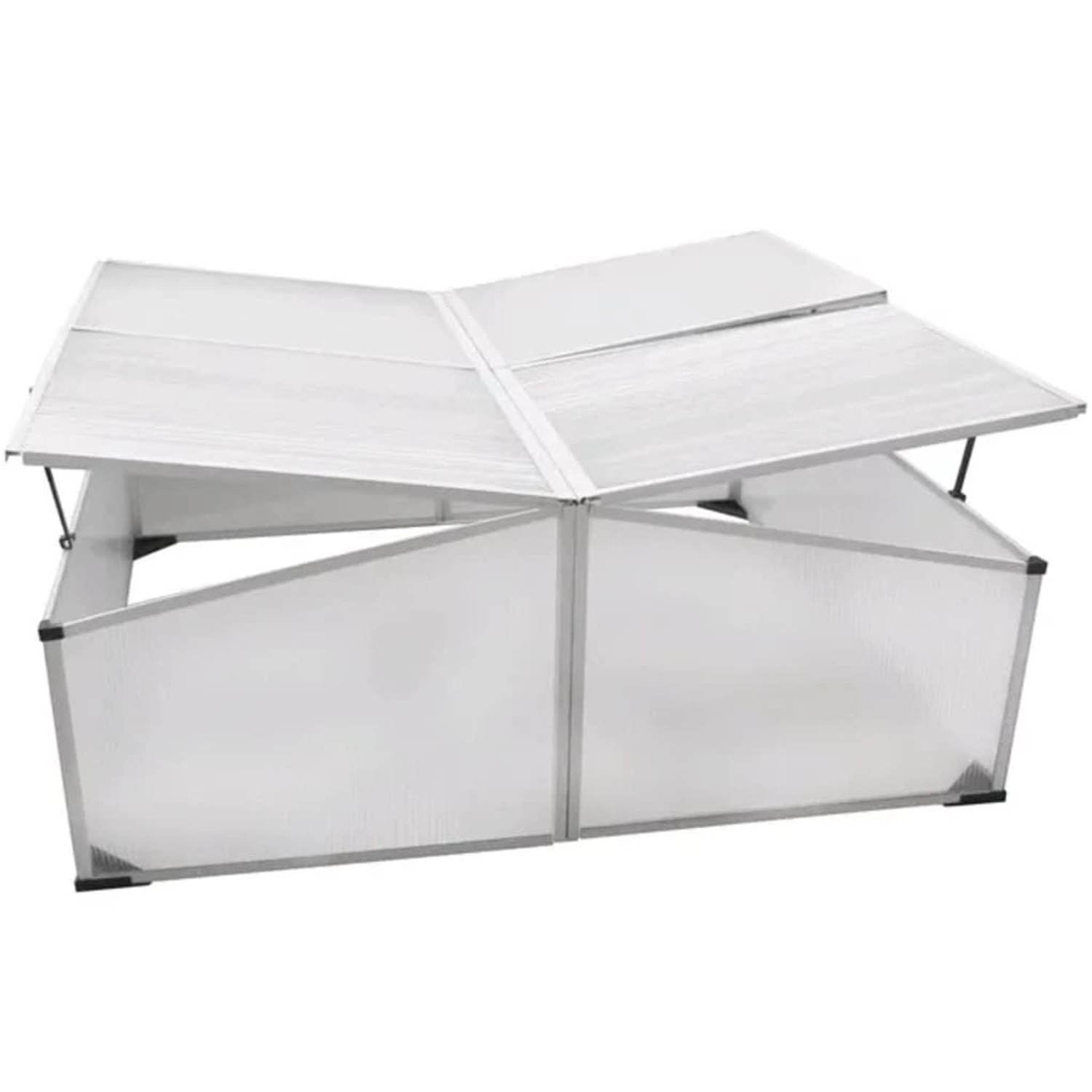 furnicato Frühbeet mit 4 Deckeln, Polycarbonat und Aluminium Rahmen.