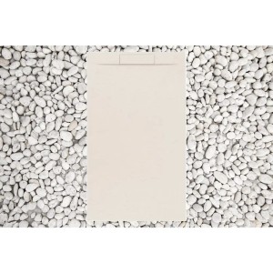 Beige Frascio Duschwanne 100x70 cm aus Kunstmarmor mit Steinoptik und Gitter.