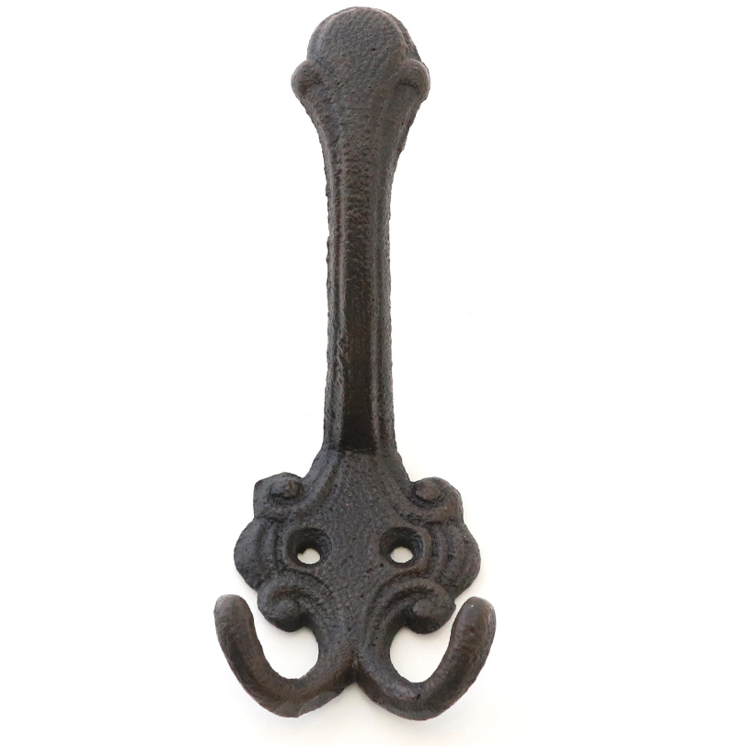 Wandhaken mit 2 Haken aus Gusseisen in Schwarz 14 cm