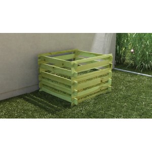 Grüner Holzkomposter, 500 l, druckimprägniert, für Gartenabfälle.