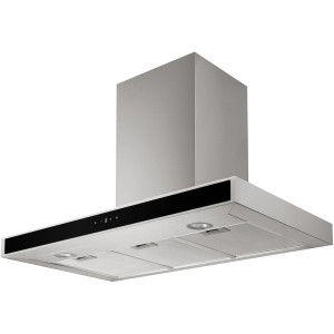 PKM Dunstabzugshaube 8090G Z: Wandhaube aus Edelstahl mit Glasfront und LED-Beleuchtung.