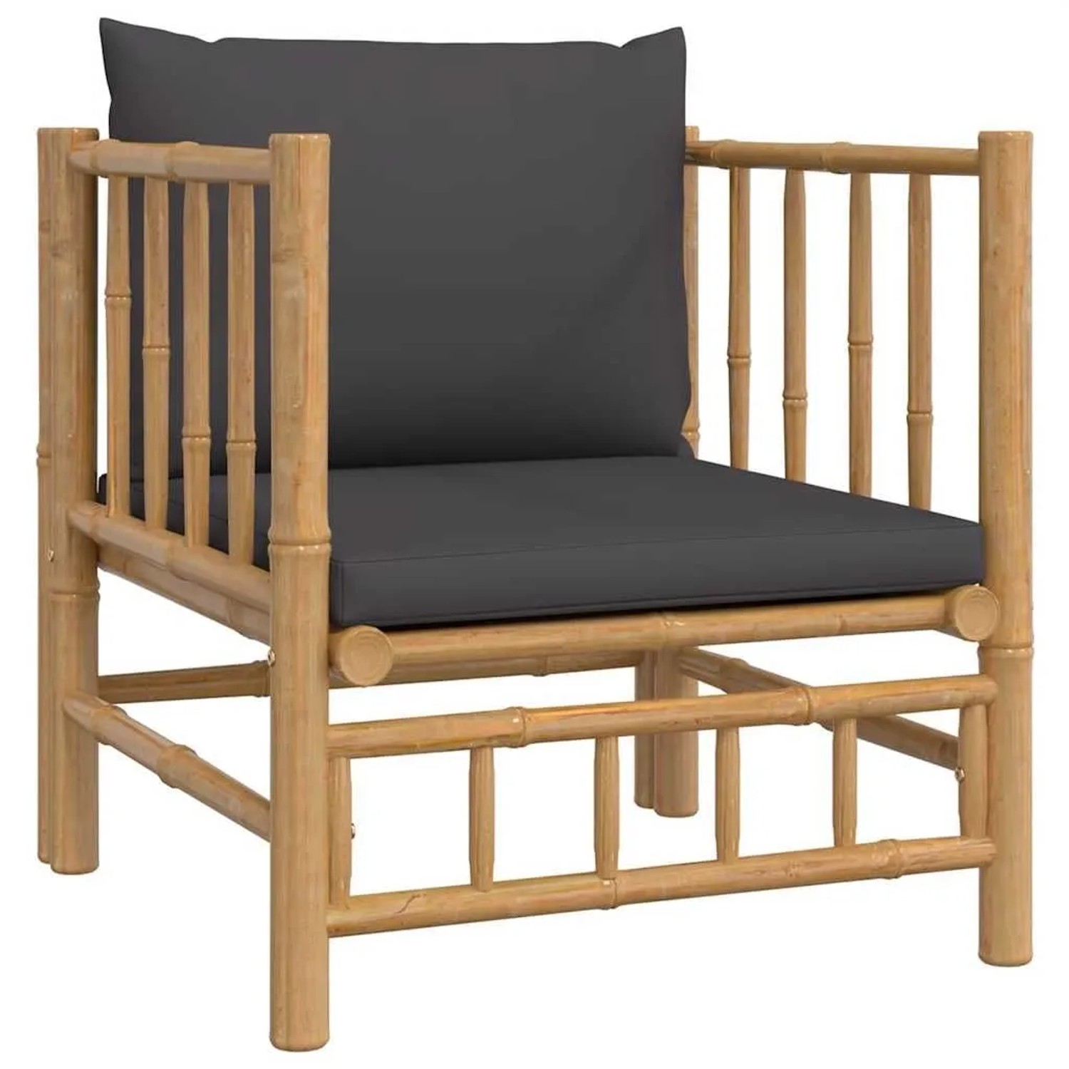 vidaXL Gartensessel mit Dunkelgrauen Kissen Bambus 362311