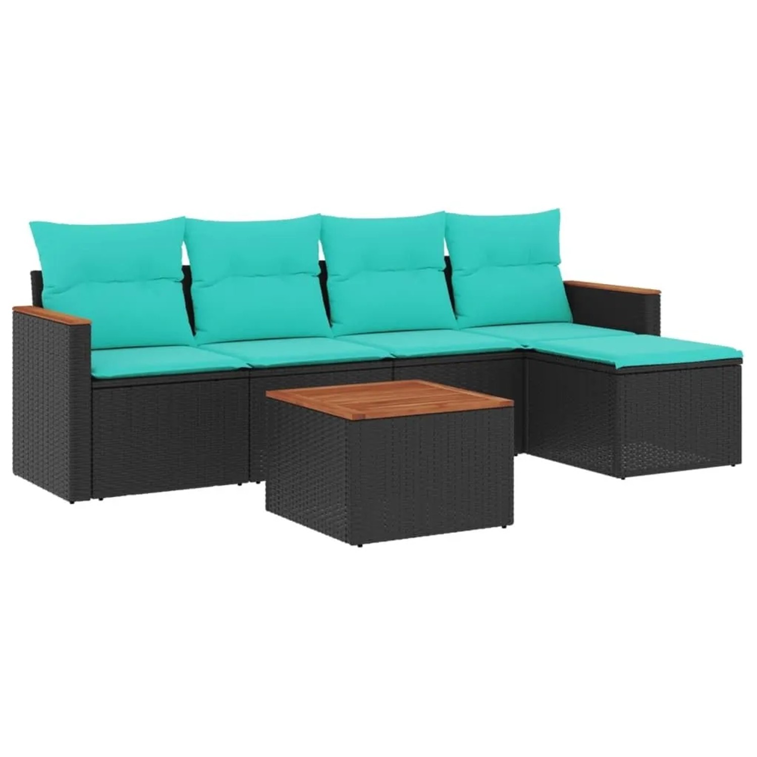 vidaXL 6-Tlg Gartensofa-Set mit Kissen Schwarz Polyrattan 3225924 günstig online kaufen