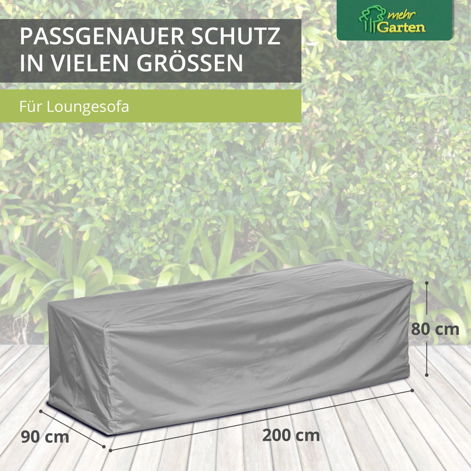 Graue Schutzhülle für ein Loungesofa (220x90x80 cm) von Mehr Garten Protect.