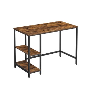Vasagle Schreibtisch in Braun-Schwarz mit 2 Ablagen, 100x50x75 cm, ideal für Home-Office.