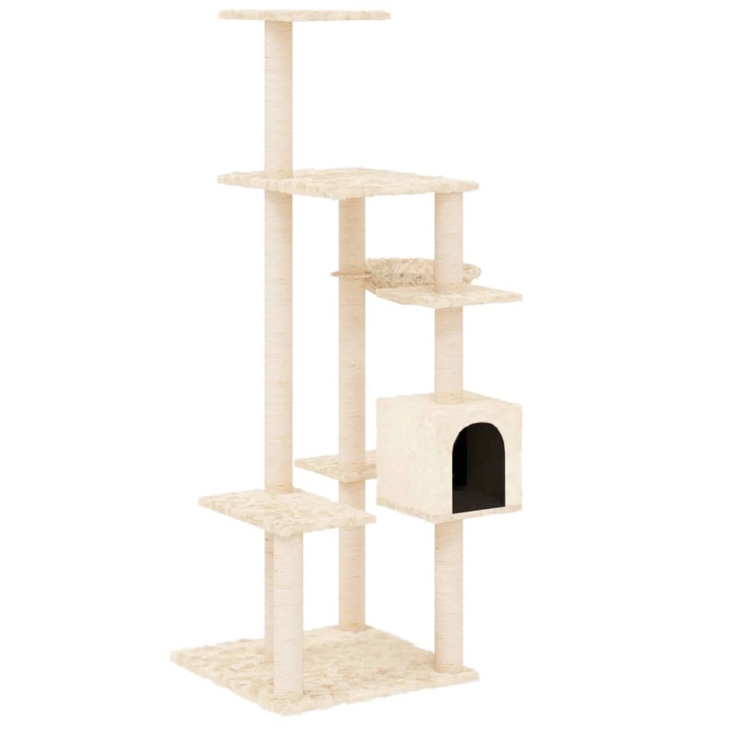 vidaXL Kratzbaum mit Sisal-KratzSäulen Creme 142 cm