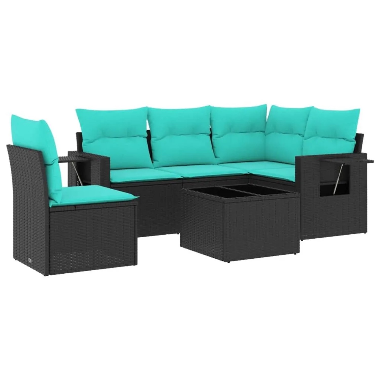 vidaXL 6-Tlg Gartensofa-Set mit Kissen Schwarz Polyrattan 3220176 günstig online kaufen