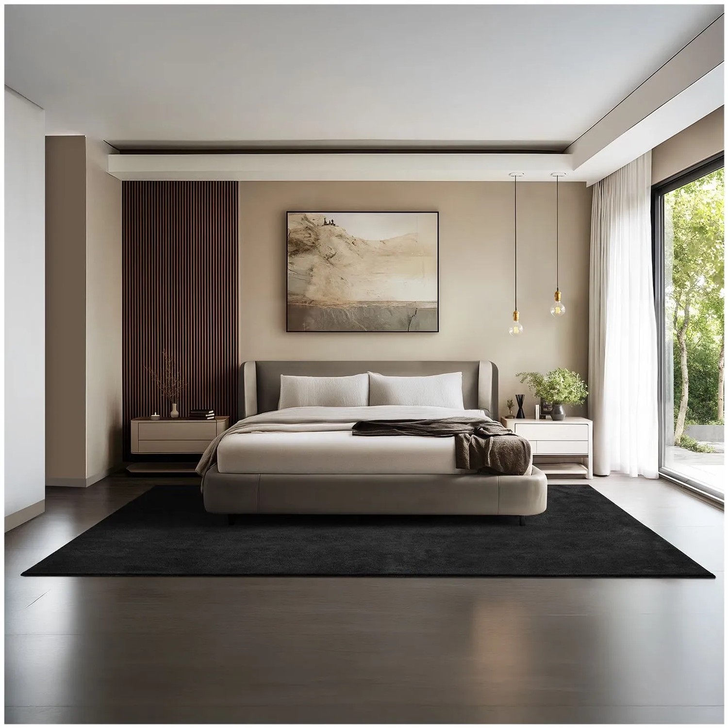 Tectake Kurzflorteppich Soft Zone Verschiedene Größen und Farben Flauschige Oberfläche  1630 G M² Florgewicht 200 x 290 cm 200 x 290 x 1 50 cm Schwarz