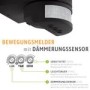 Detailaufnahme: SSC-LUXon LED Außenwandleuchte mit Bewegungsmelder und Dämmerungssensor.