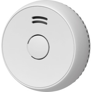 Weißer Rauchmelder, Ø 9 cm, für zuverlässigen Brandschutz im Innenbereich.