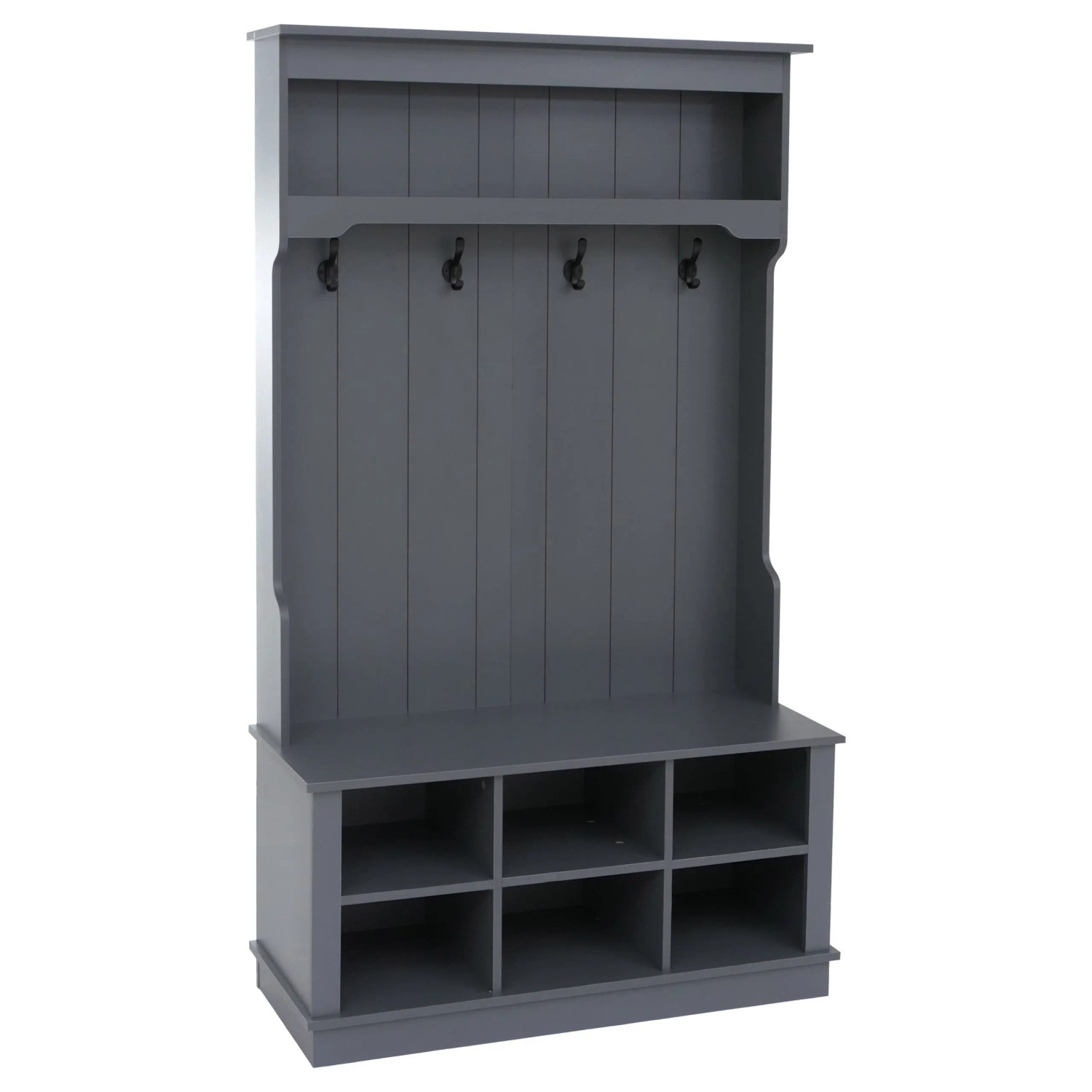 Mcw Garderobe P26 4 Haken Staufach Ablage Melamin 170x100x39cm Dunkelgrau