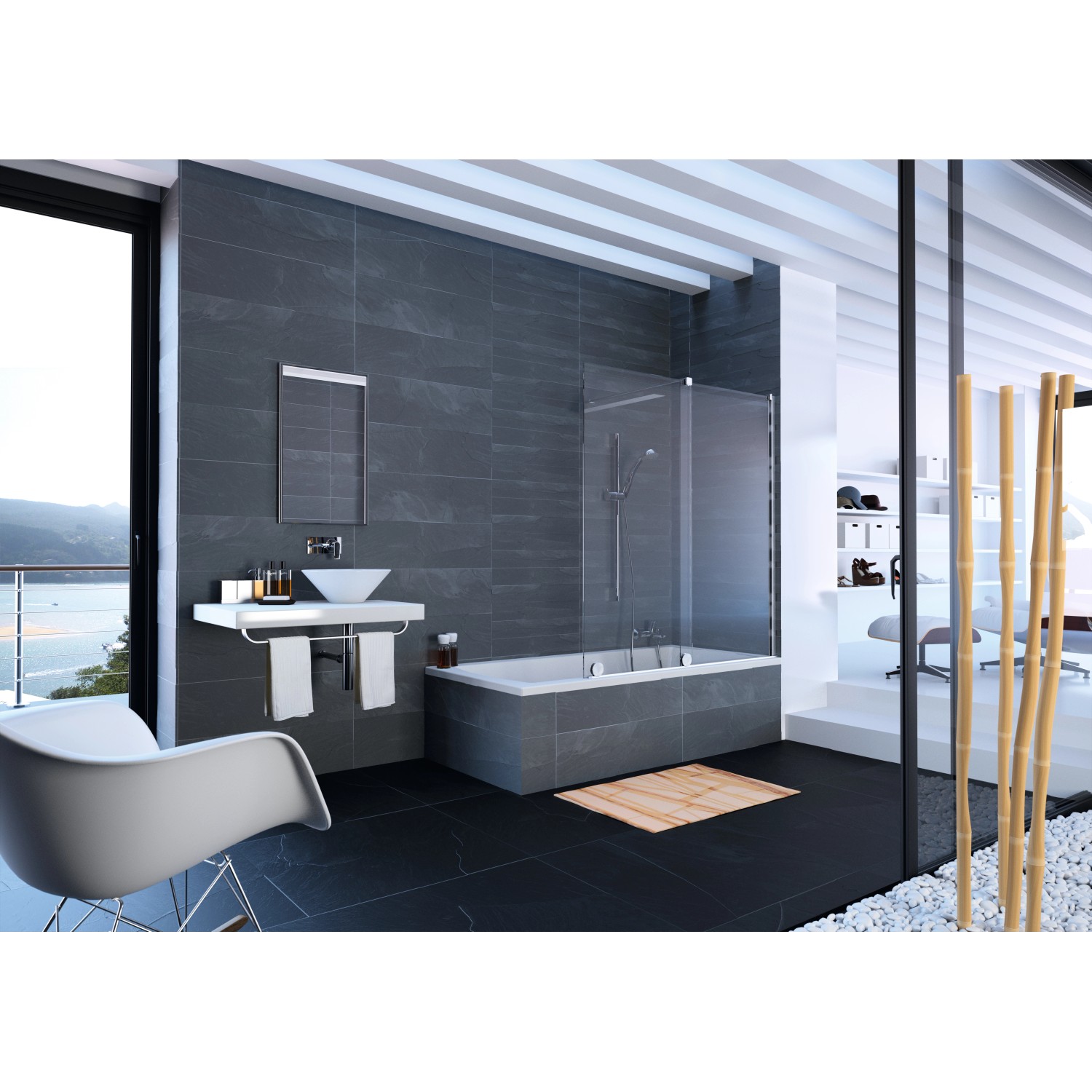 Hüppe Gleittür Xtensa Pure 1-tlg. fest. Segment BxH: 120 cm x 150 cm L Silber HG