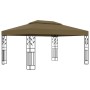 Taupe Pavillon 3x4m mit Doppeldach für Garten & Terrasse.
