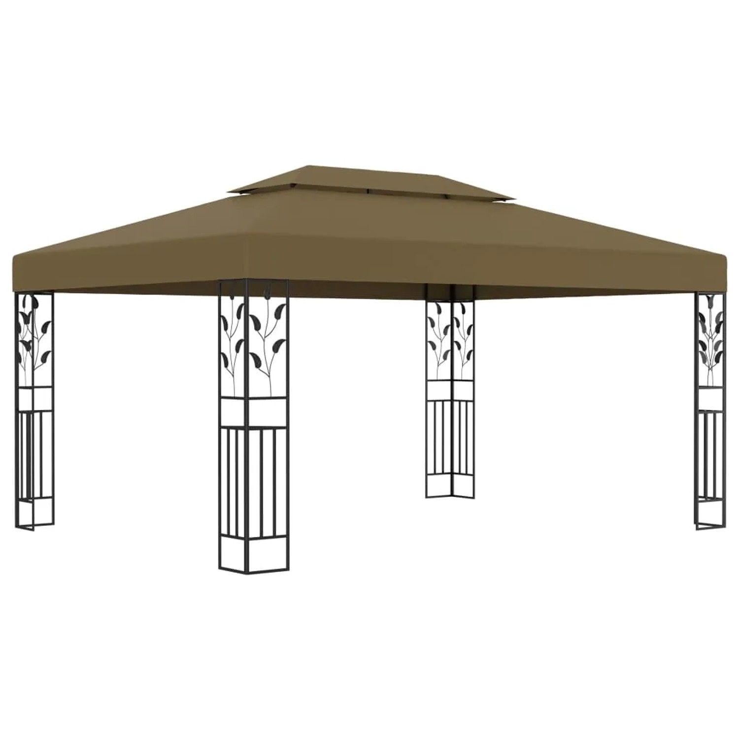 Taupe Pavillon 3x4m mit Doppeldach für Garten & Terrasse.