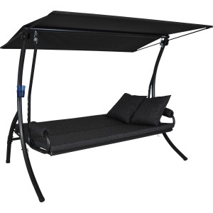 Graue 3-Sitzer Angerer Hollywoodschaukel Elegance Joy mit Liegefunktion und Sonnendach.