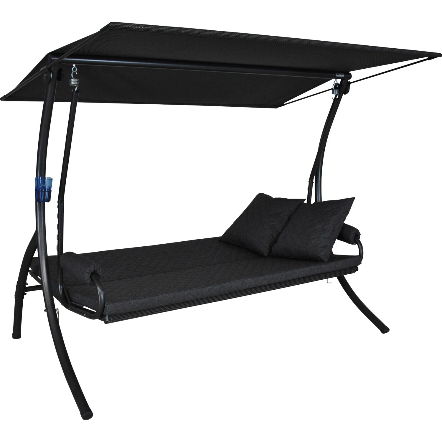Graue 3-Sitzer Angerer Hollywoodschaukel Elegance Joy mit Liegefunktion und Sonnendach.