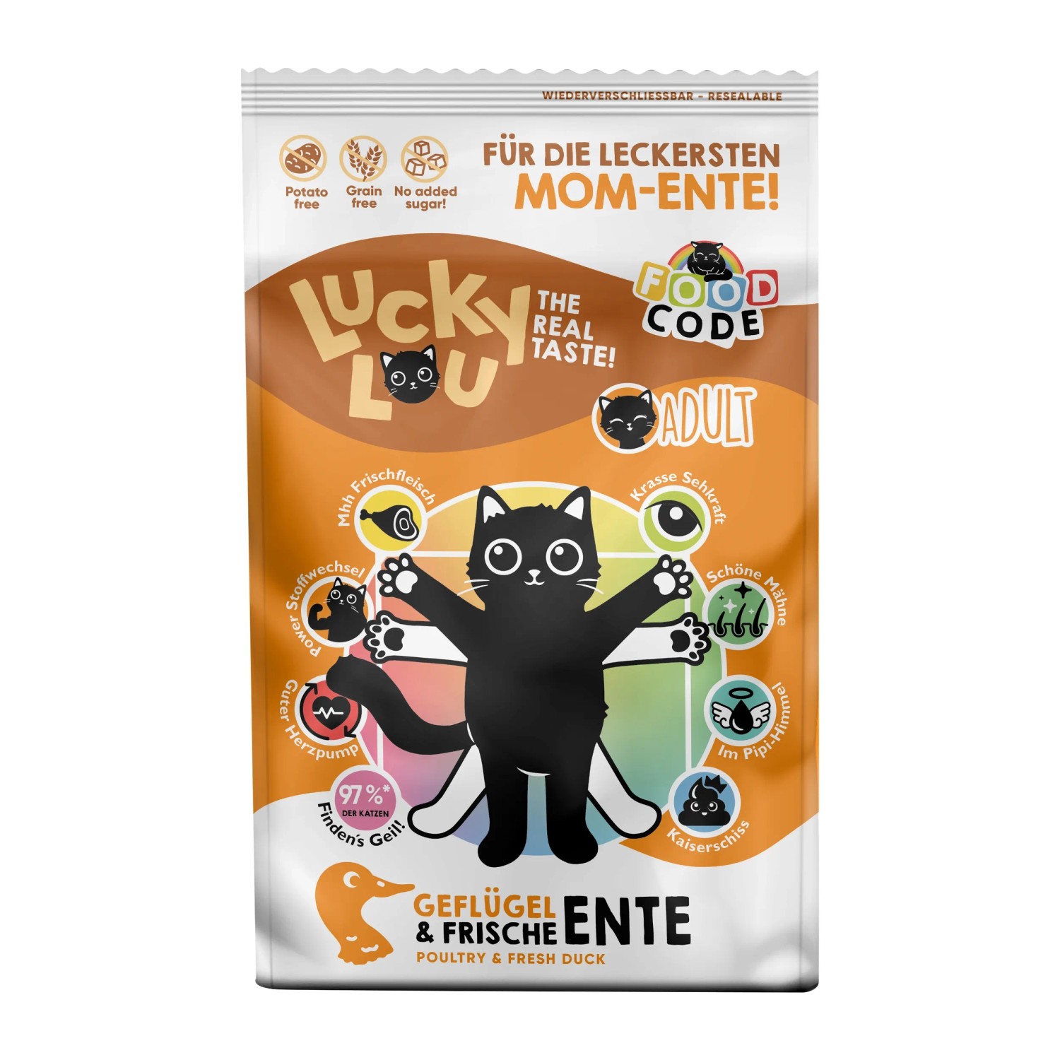 Lucky Lou Katzen-Trockenfutter Adult Geflügel & Ente 750 g