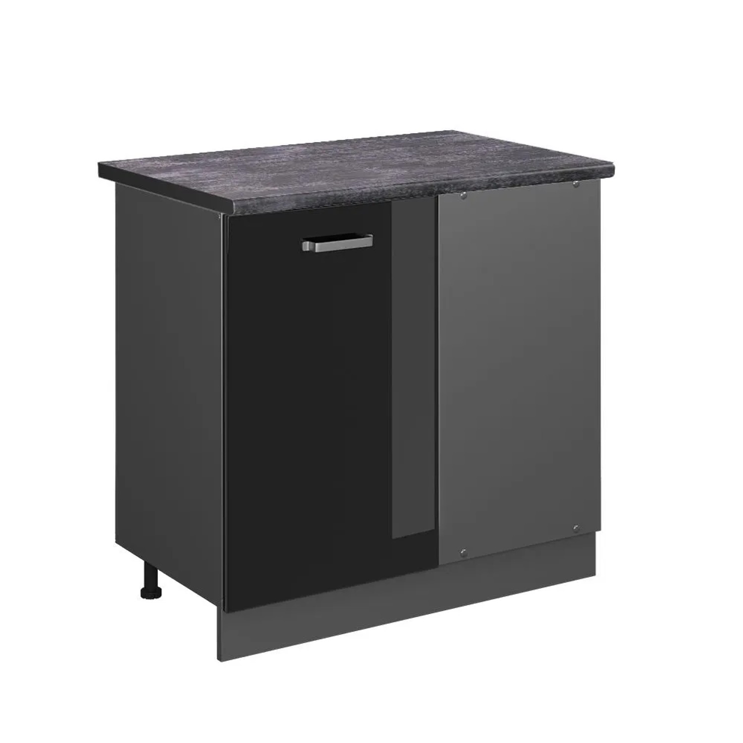 Vicco Eckunterschrank R-Line Schwarz Hochglanz Anthrazit 86 cm AP Anthrazit