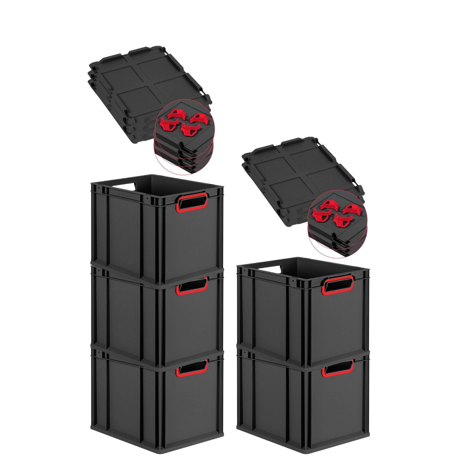 PROREGAL SparSet 5x Eurobox Nextgen Color Mit Auflagedeckel HxBxT 32x30x40c günstig online kaufen