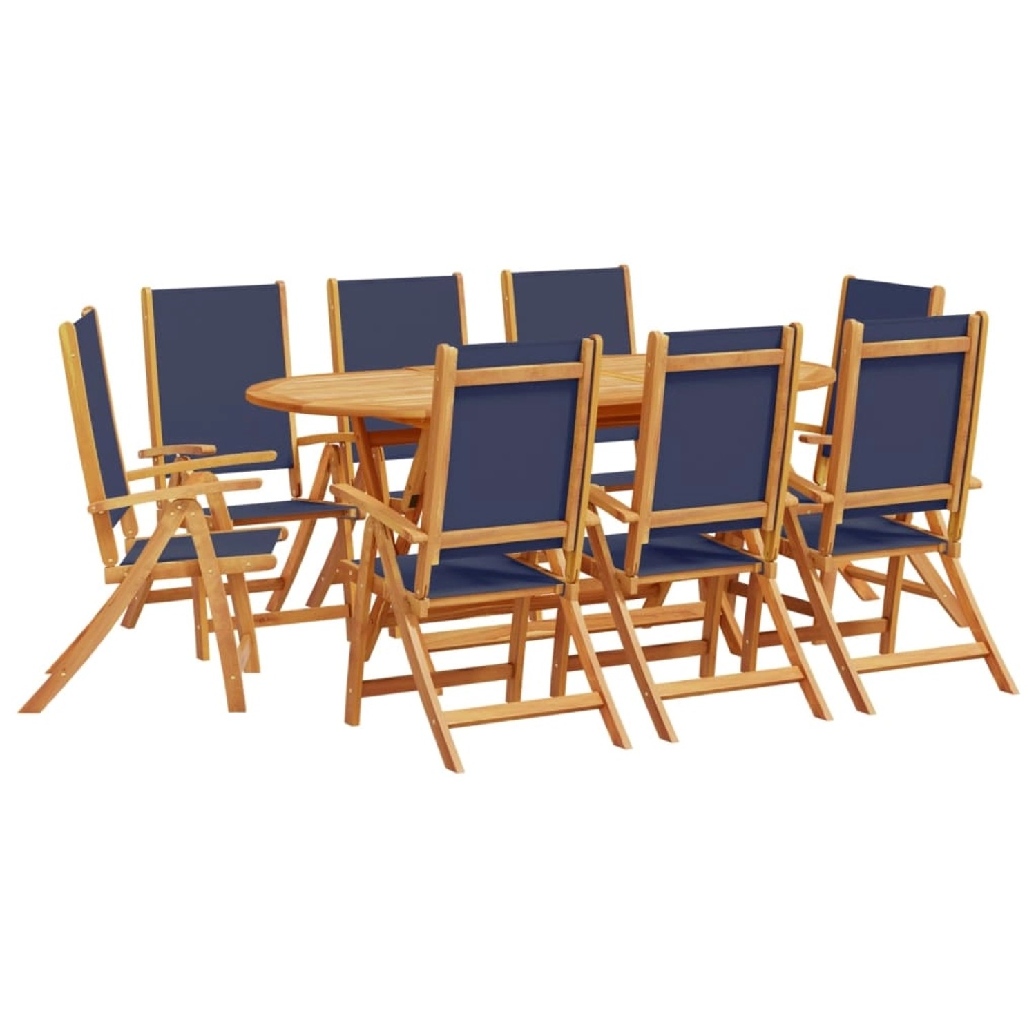 vidaXL 9-Tlg Garten-Essgruppe Massivholz Akazie und Textilene 3279299 günstig online kaufen