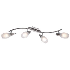 LED Spot Milazzo 4er Nickel mit E14 Leuchtmittel, Deckenleuchte mit vier Strahlern.