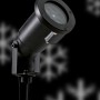 Schwarzer LED-Gartenstrahler mit Schneeflocken Projektor für winterliche Lichteffekte.