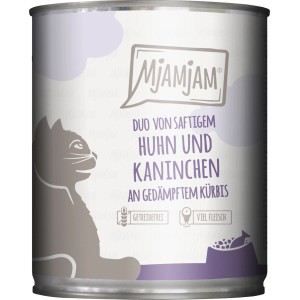 MjAMjAM Katzen-Nassfutter Duo Huhn & Kaninchen mit Kürbis, 800g Dose.