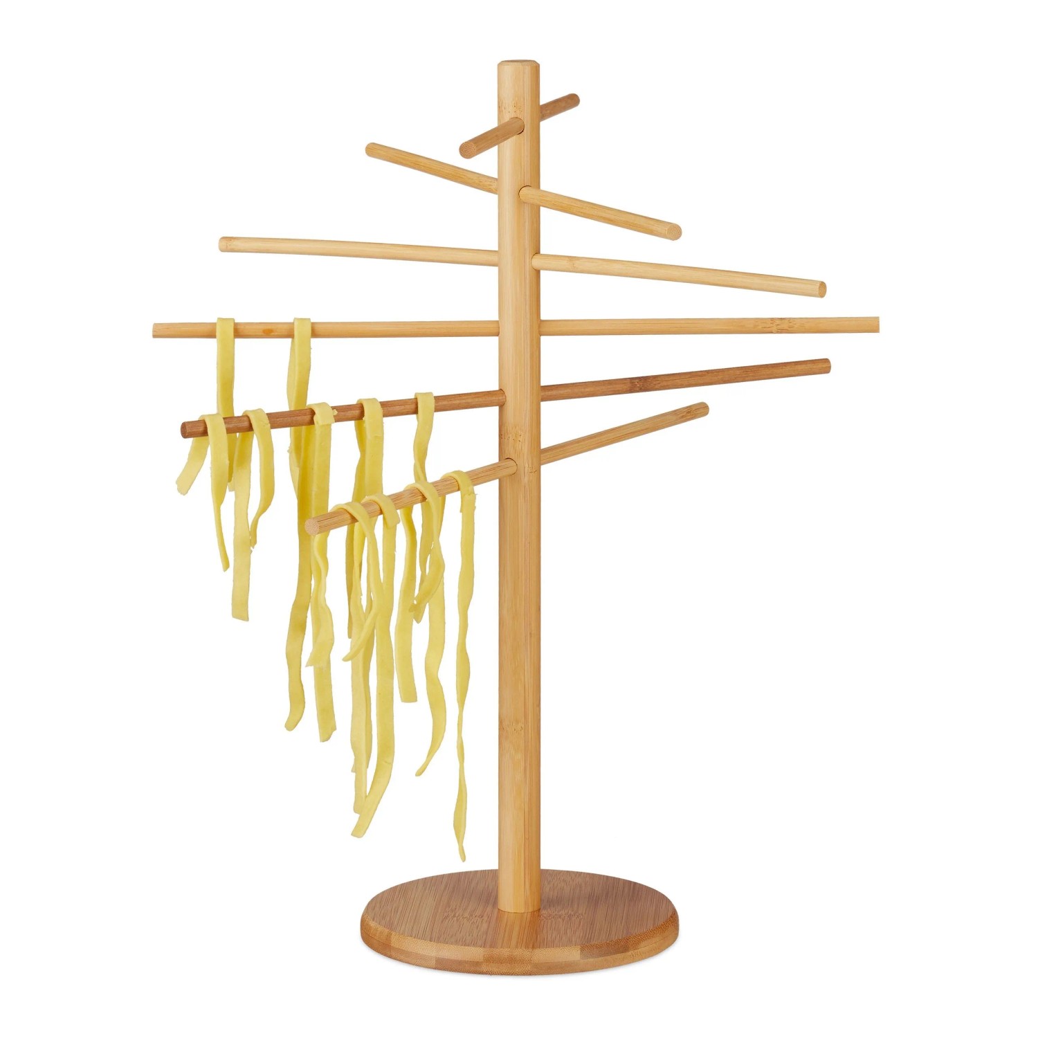 Relaxdays Nudeltrockner Bambus Natur 12-armig 41 cm x 34 cm x 34 cm