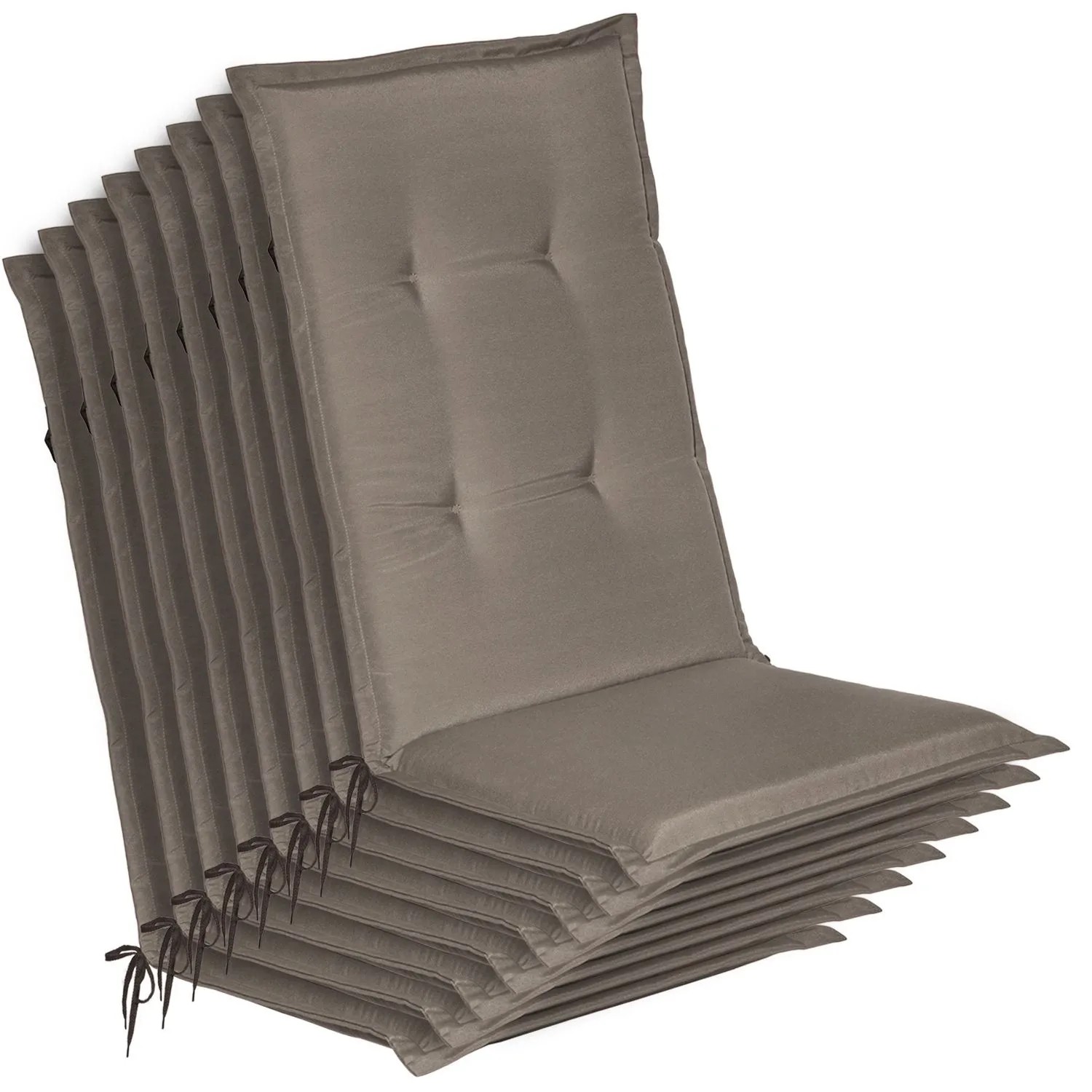 Beautissu 8er Set Gartenstuhlauflage Loft HL Taupe 120x50x6cm
