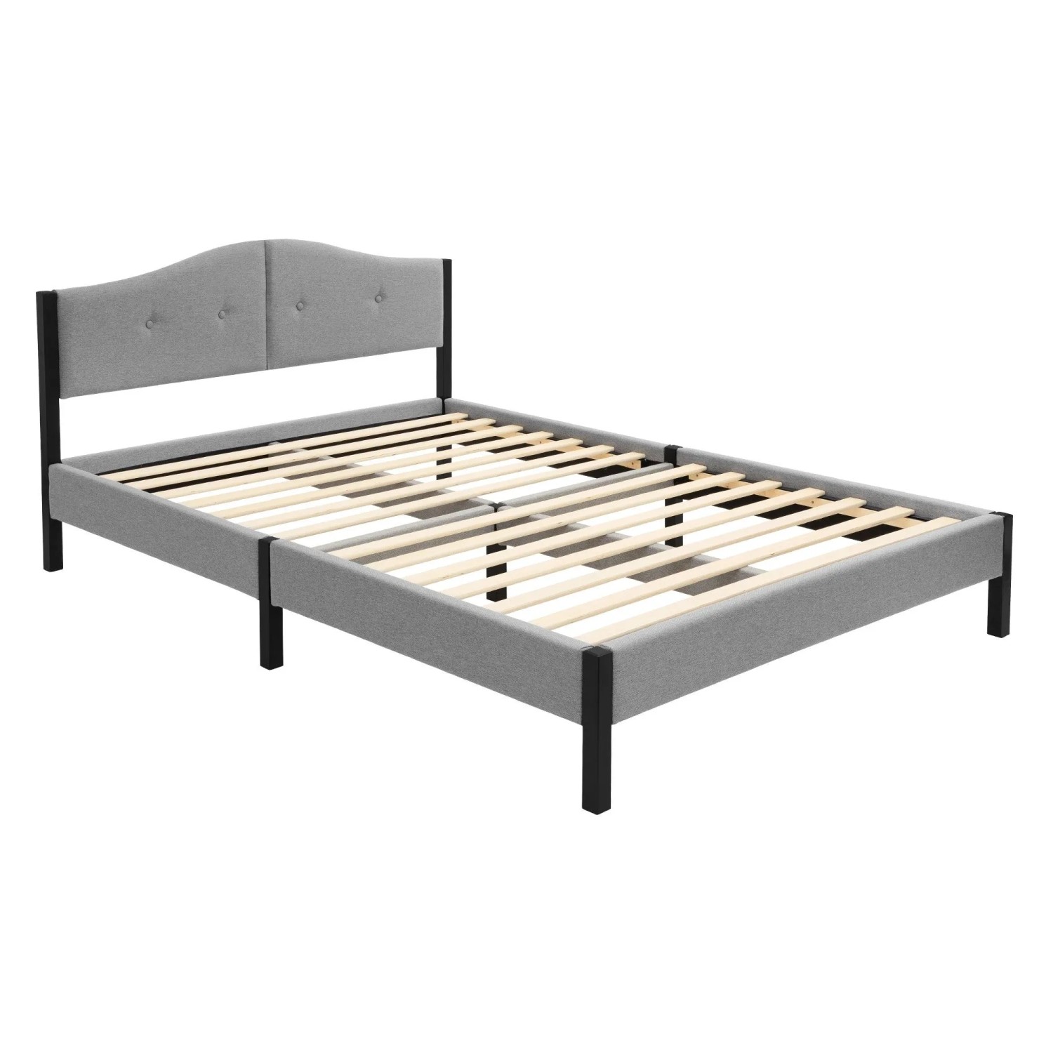 ML-Design Polsterbett 140x200 cm Grau mit Lattenrost und Leinenstoff