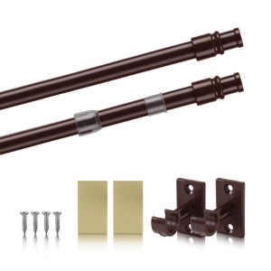 Bestlivings Cafehausstange, braun, ausziehbar (50-75cm) mit Zubehör.