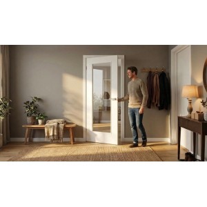 Doorlegro Glasscheibe Lichtausschnitt Klar 410 mm x 1420 mm ESG 4 mm