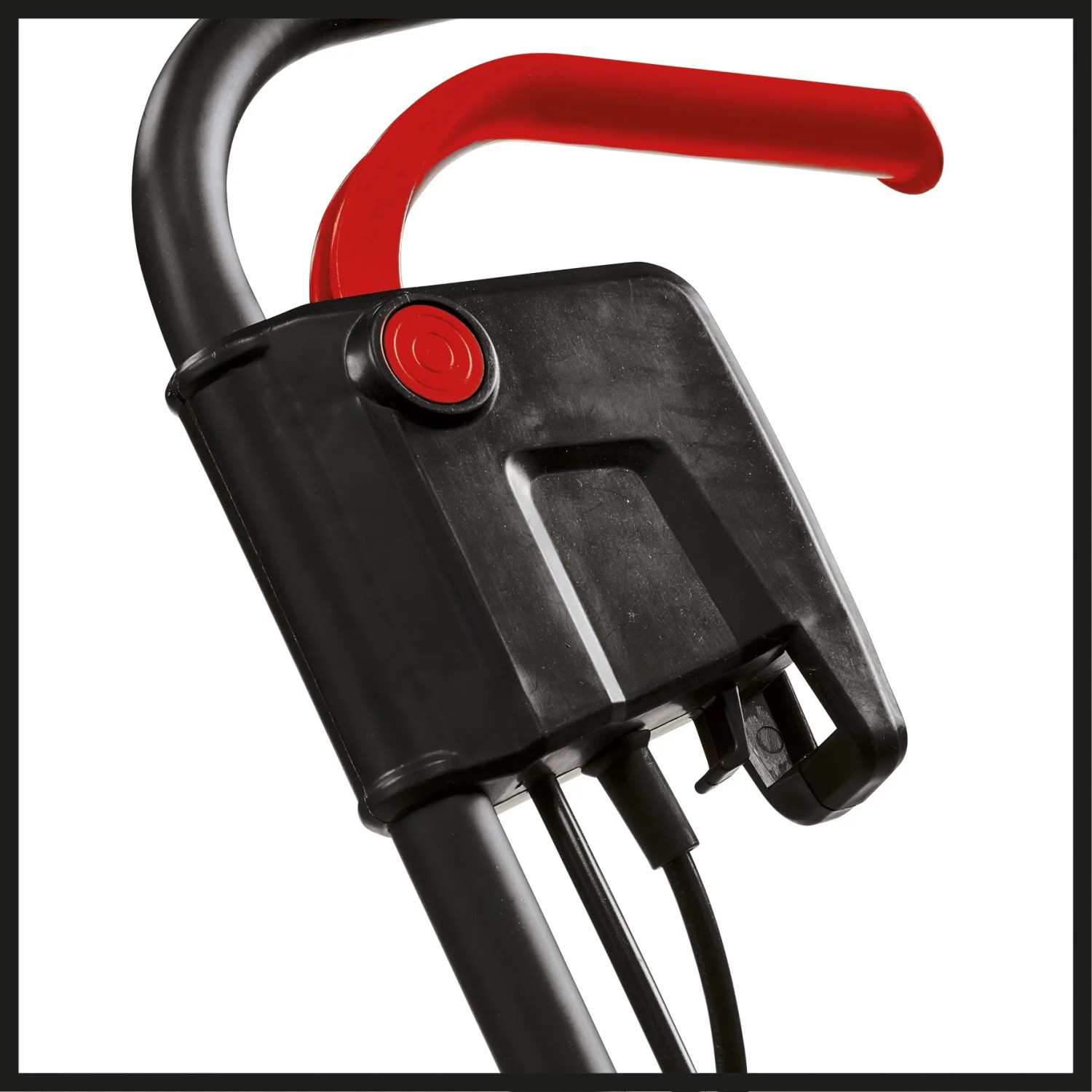 Detailaufnahme: Bedienelemente des Einhell GC-SA 1231/1 Elektro-Vertikutierers.