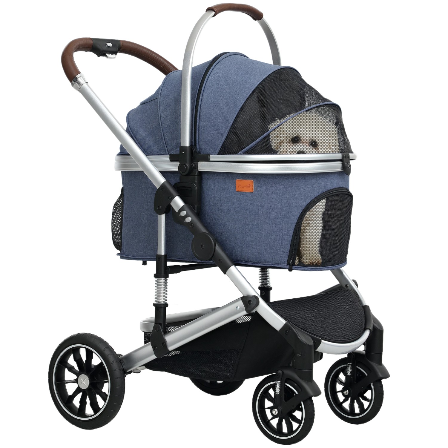 PawHut Hundewagen  Polyester Aluminium Blau 83L x 61B x 103H cm