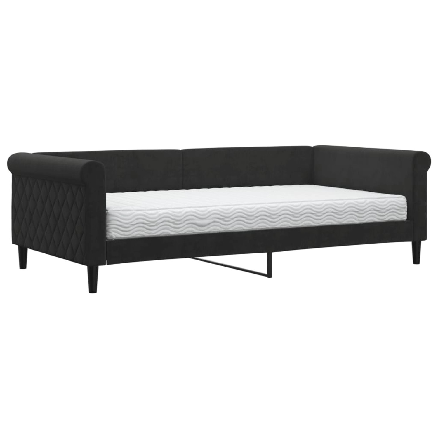 vidaXL Tagesbett mit Matratze Schwarz 100x200 cm Samt1898720