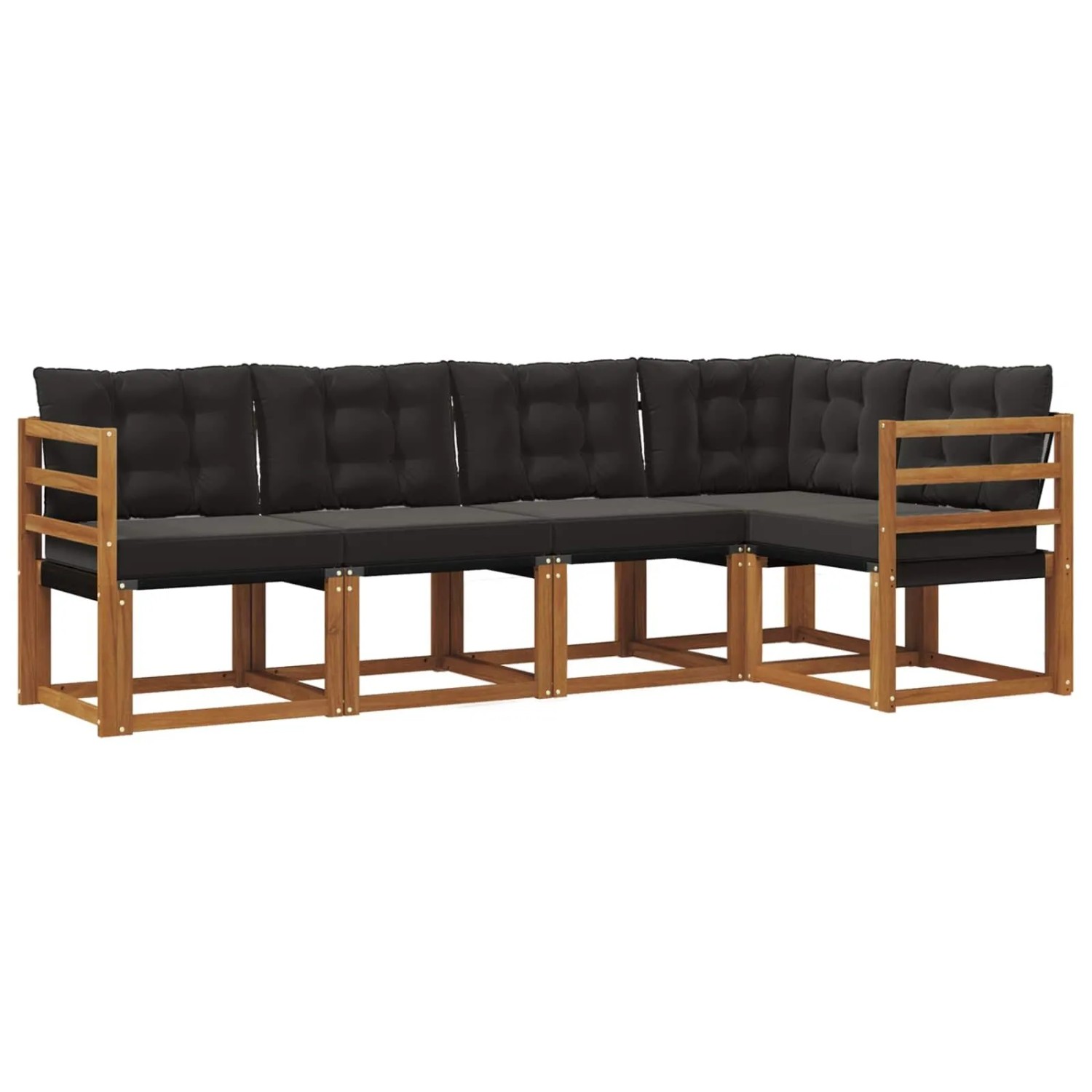 vidaXL Outdoor-Sofagarnitur mit Kissen 5-Tlg Natur und Schwarz 3368655