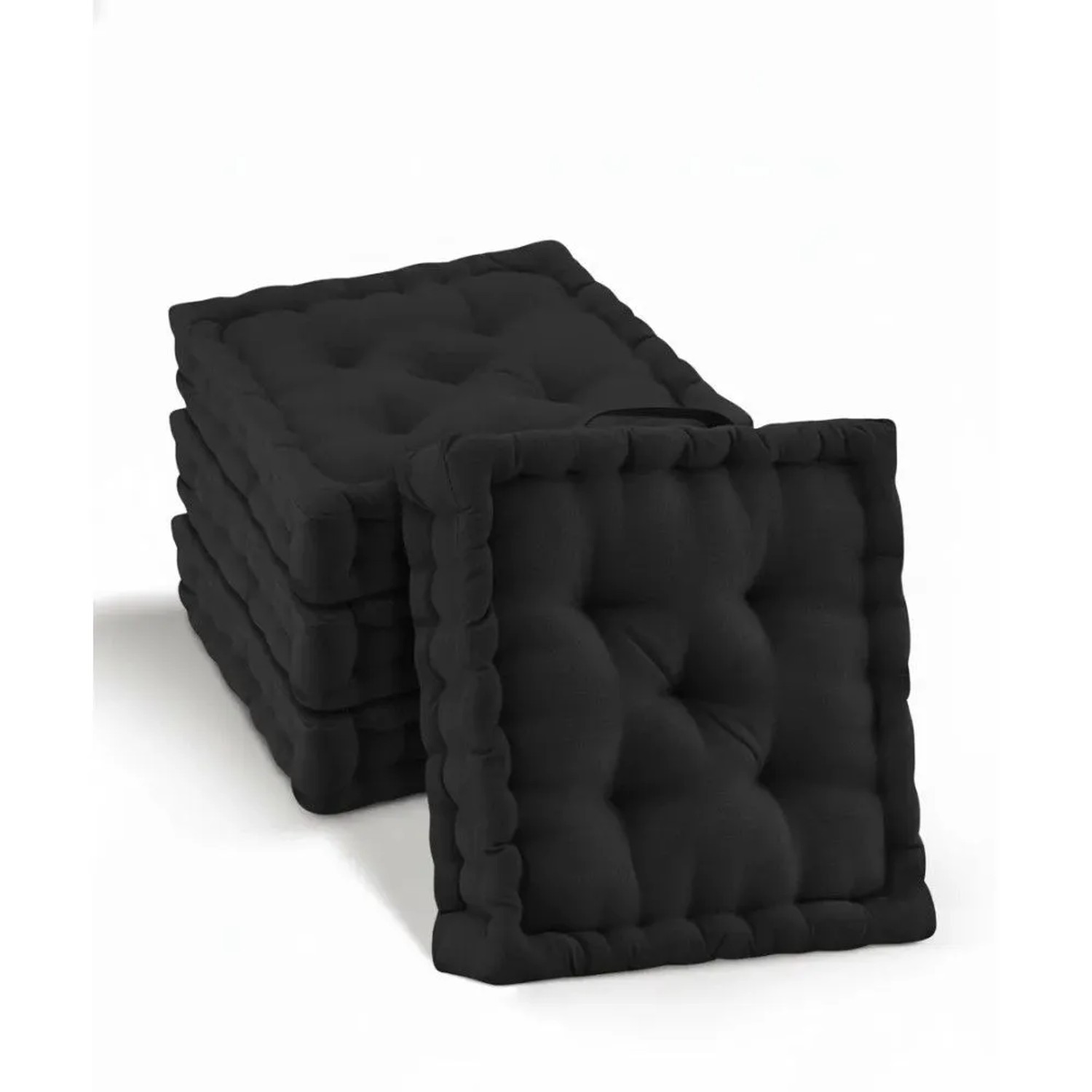 Beautissu Mila Stuhlkissen 50x50x10cm Schwarz 4tlg