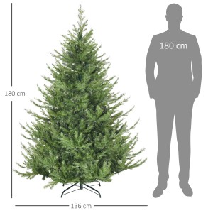 HOMCOM künstlicher Weihnachtsbaum, 180 cm, naturgetreu mit dichten Zweigen.