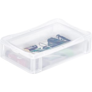 Transparente Eurobox-System Box (30x20x7 cm) zur Aufbewahrung mit Vollwand.