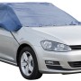 Blaues OBI Auto Halbgarage Gr. S auf silbernem PKW zum Frostschutz und Schutz vor Witterungseinflüssen.