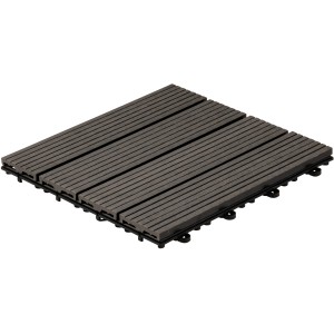 Anthrazitfarbene Home Deluxe WPC Klickfliesen (9 m²) mit Holzoptik und Stecksystem.