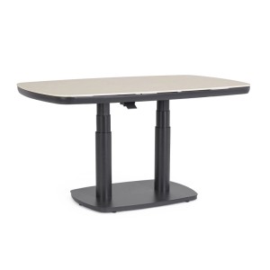Höhenverstellbarer Bizzotto Tisch Talete, 135x83 cm, anthrazit, mit Steinplatte. Gartentisch für flexible Nutzung.