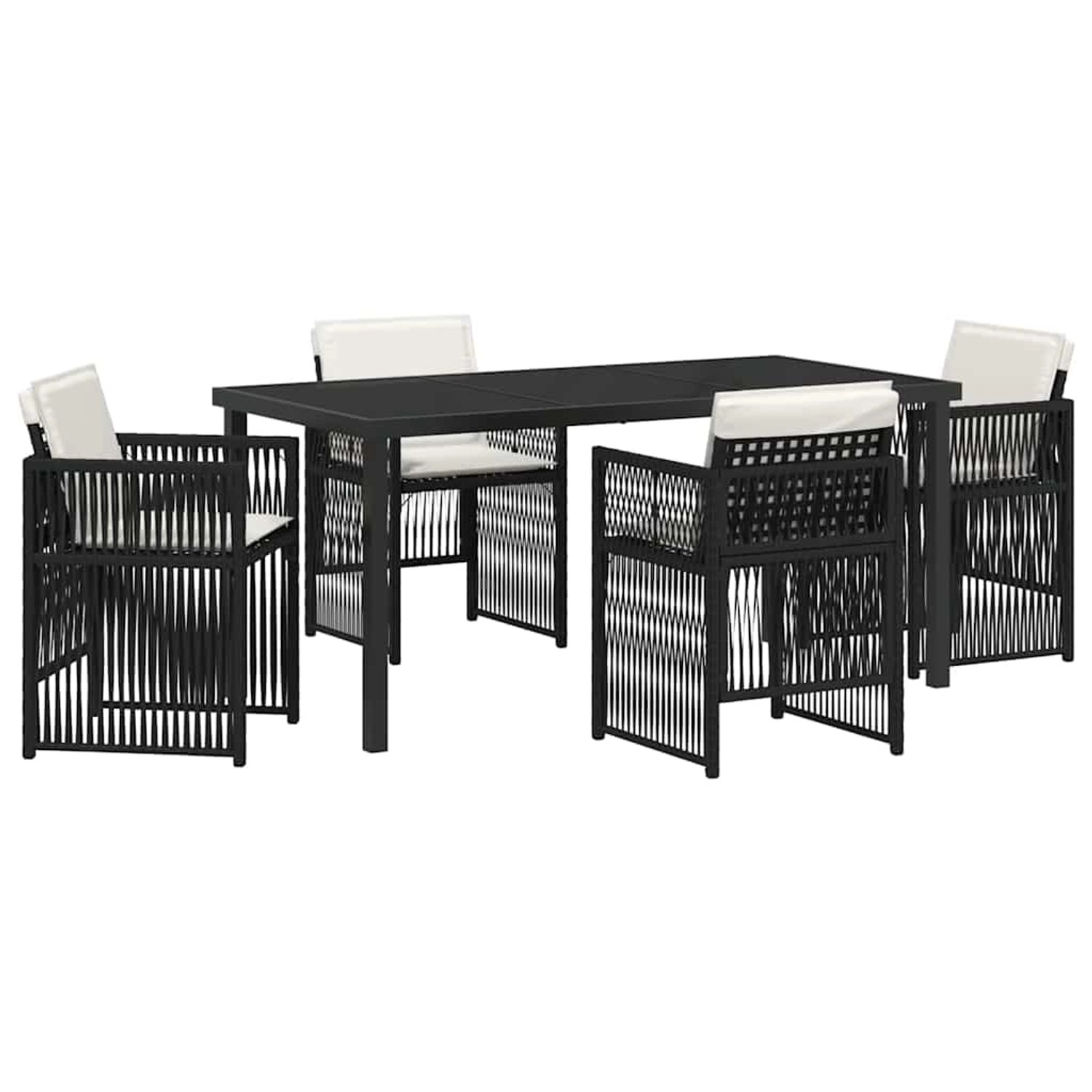 vidaXL Garten Essgruppe 5-Tlg Schwarz Poly Rattan 3380647 günstig online kaufen