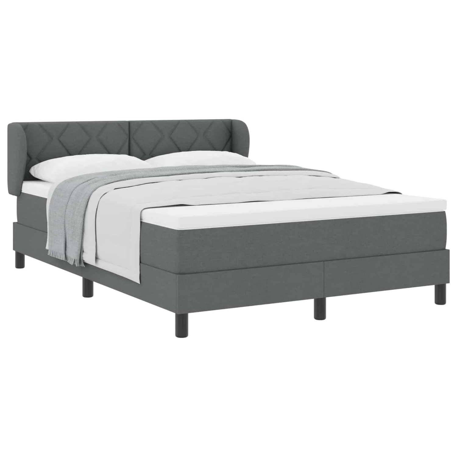 vidaXL Boxspringbett mit Matratze Dunkelgrau 160 x 200 cm Stoff 3340095